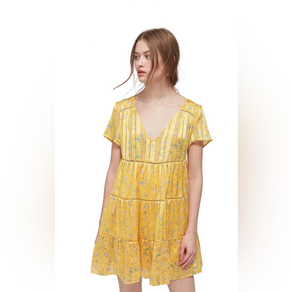 Urban Outfitters‎ yellow short sleeve tunic dress size S